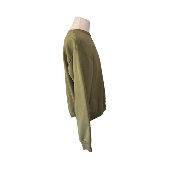 John Elliott Olive Green Crewneck Sweatshirt Fleece Lined Pullover Unisex - Picture 7 of 7